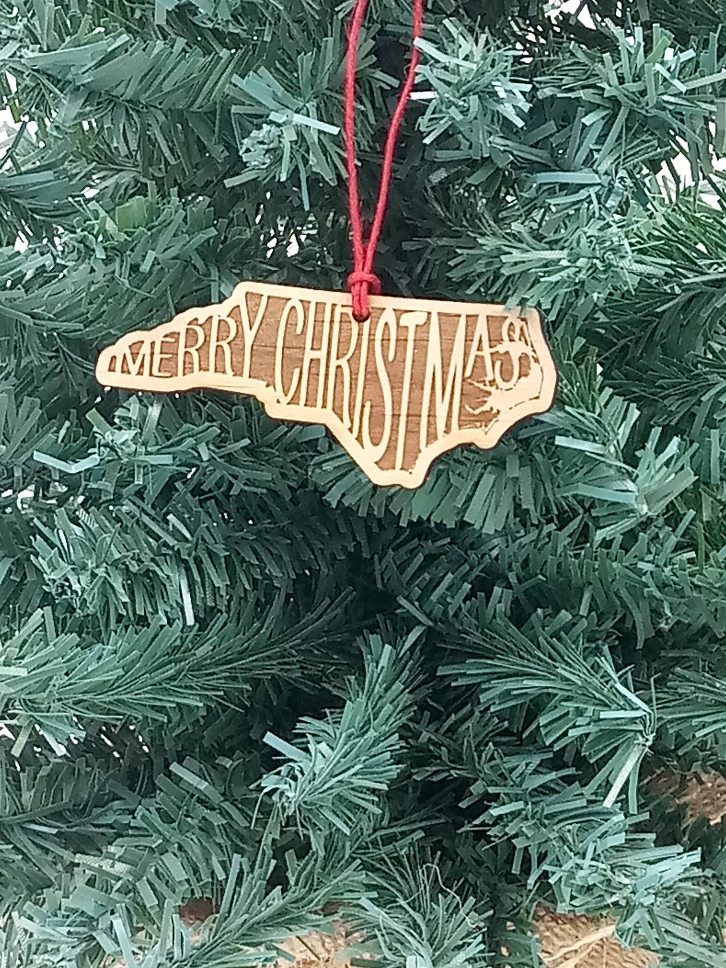Merry Christmas NORTH CAROLINA NC Wooden Christmas Ornament