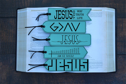 Faux Leather Bookmarks ~ Jesus: Rawhide