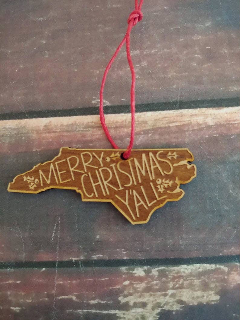 Merry Christmas Y'all North Carolina NC Christmas Ornament