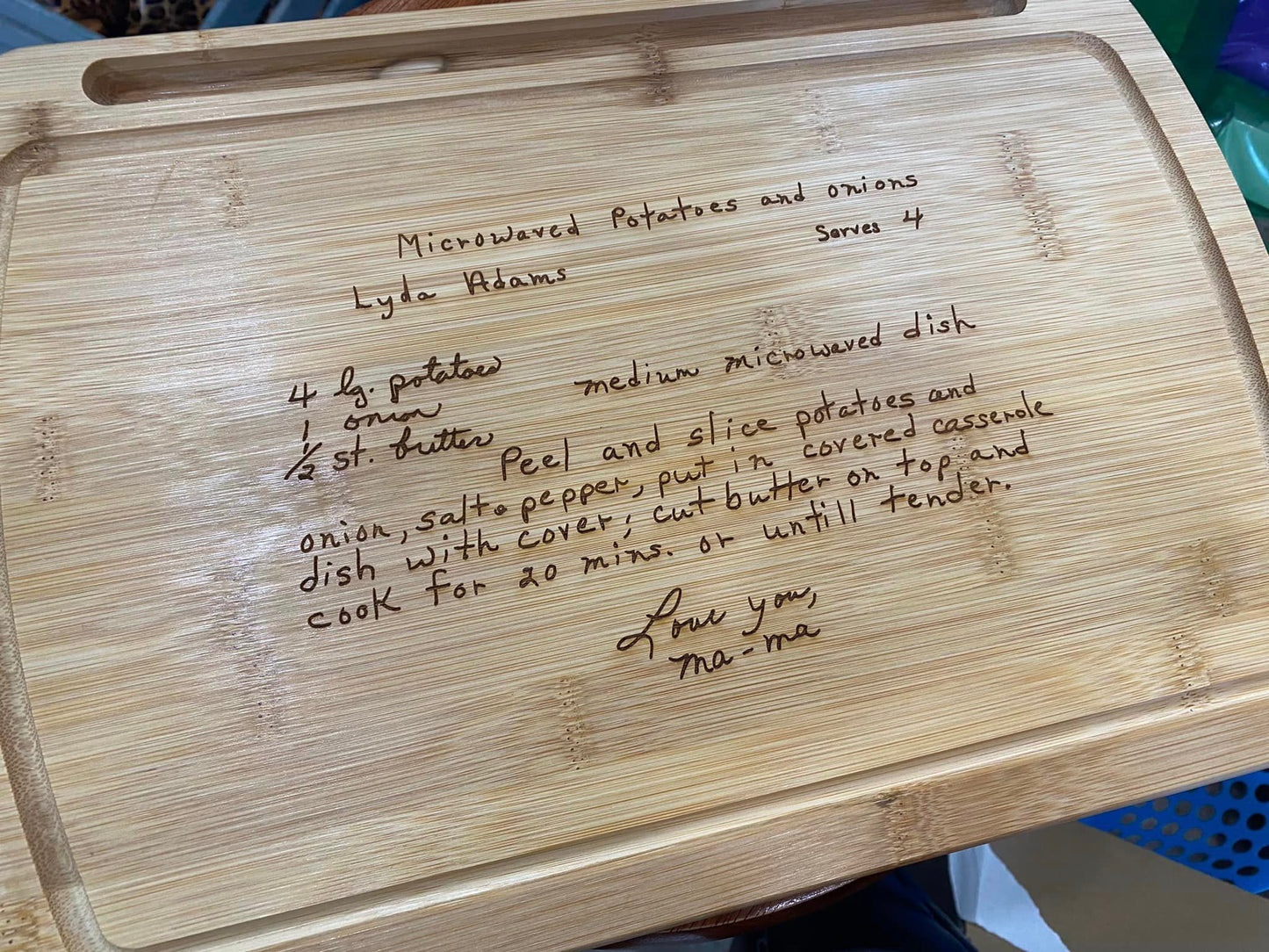 Handwritten Recipe Cutting Board